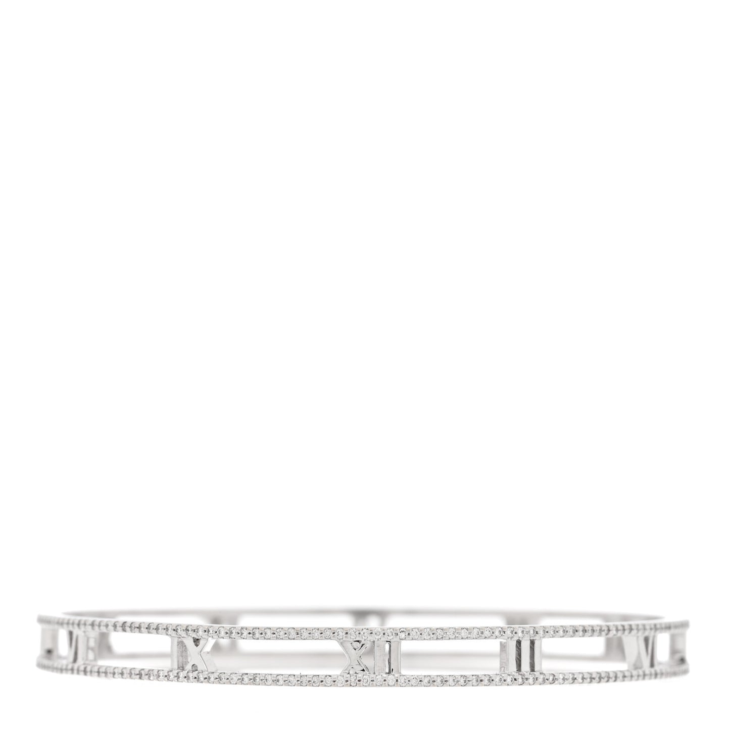 18K White Gold Diamond Atlas Open Bangle Bracelet