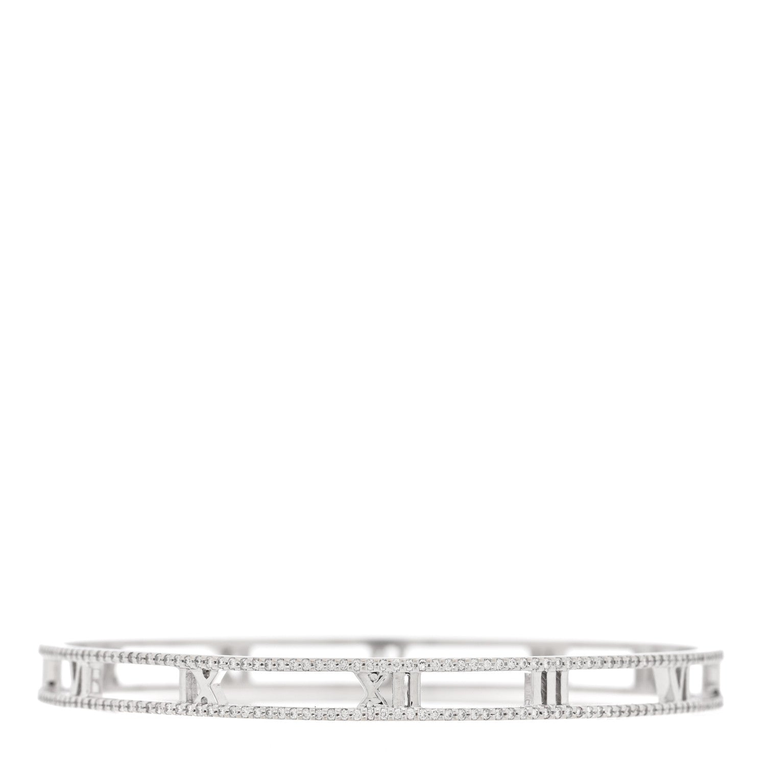 Tiffany 18K White Gold Diamond Atlas Open Bangle Bracelet 2 of 3