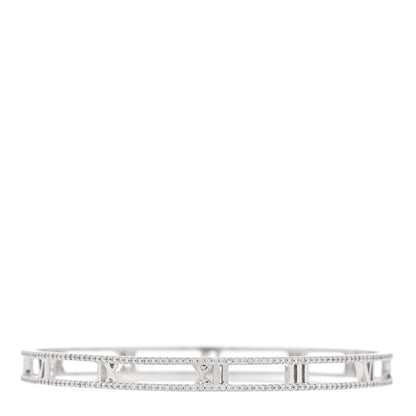 Tiffany 18K White Gold Diamond Atlas Open Bangle Bracelet 2 of 3