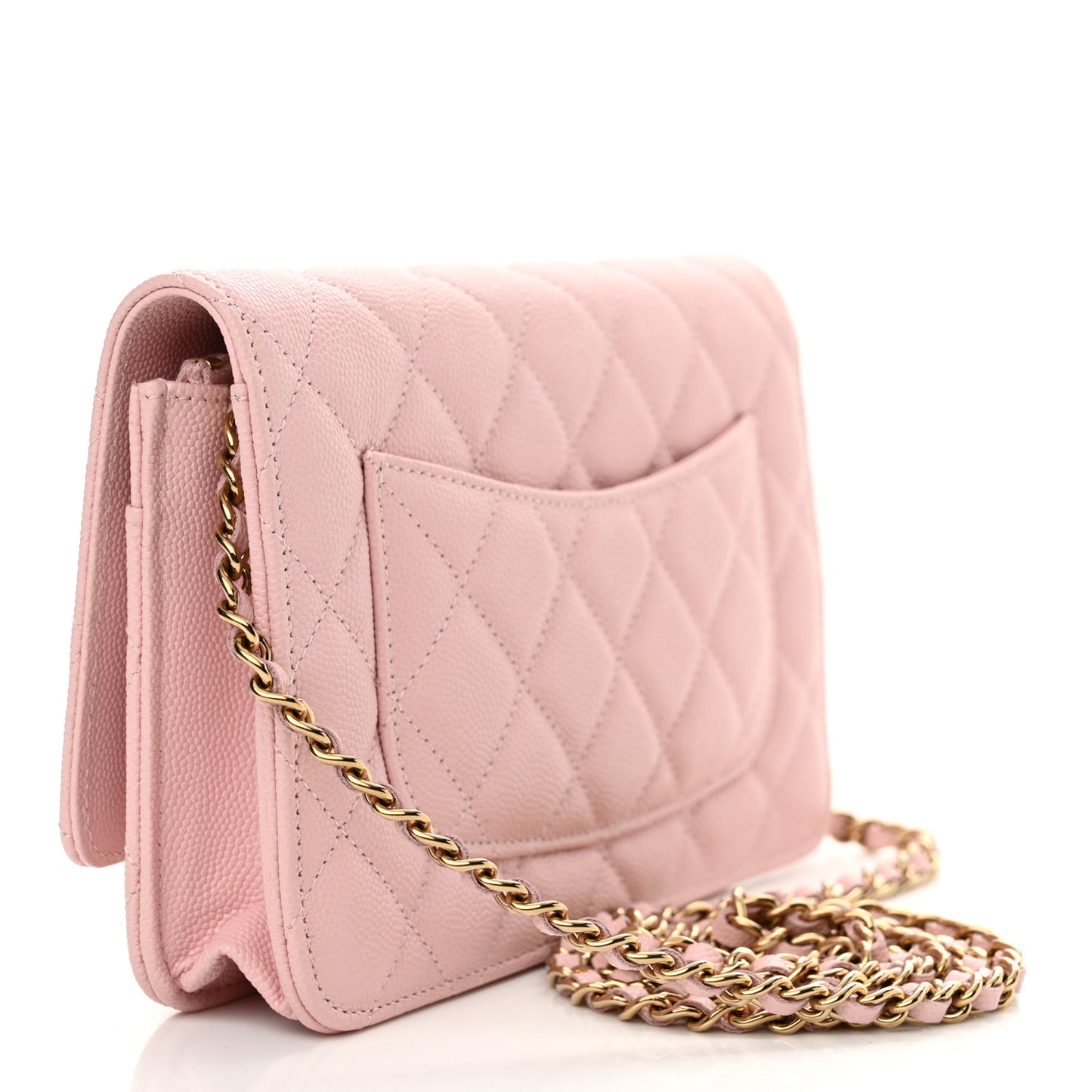 Caviar Quilted Wallet on Chain WOC Light Pink