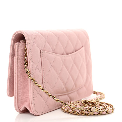 Chanel Caviar Quilted Wallet on Chain WOC Light Pink 3 of 12