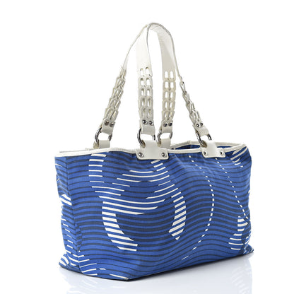 Chanel Canvas Camellia Flower Beach Tote Blue 3 of 17