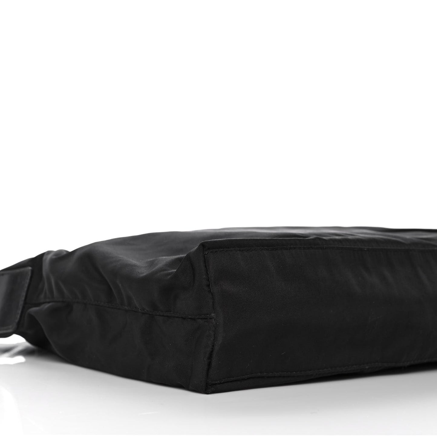 Nylon Saffiano Flat Messenger Bag Black