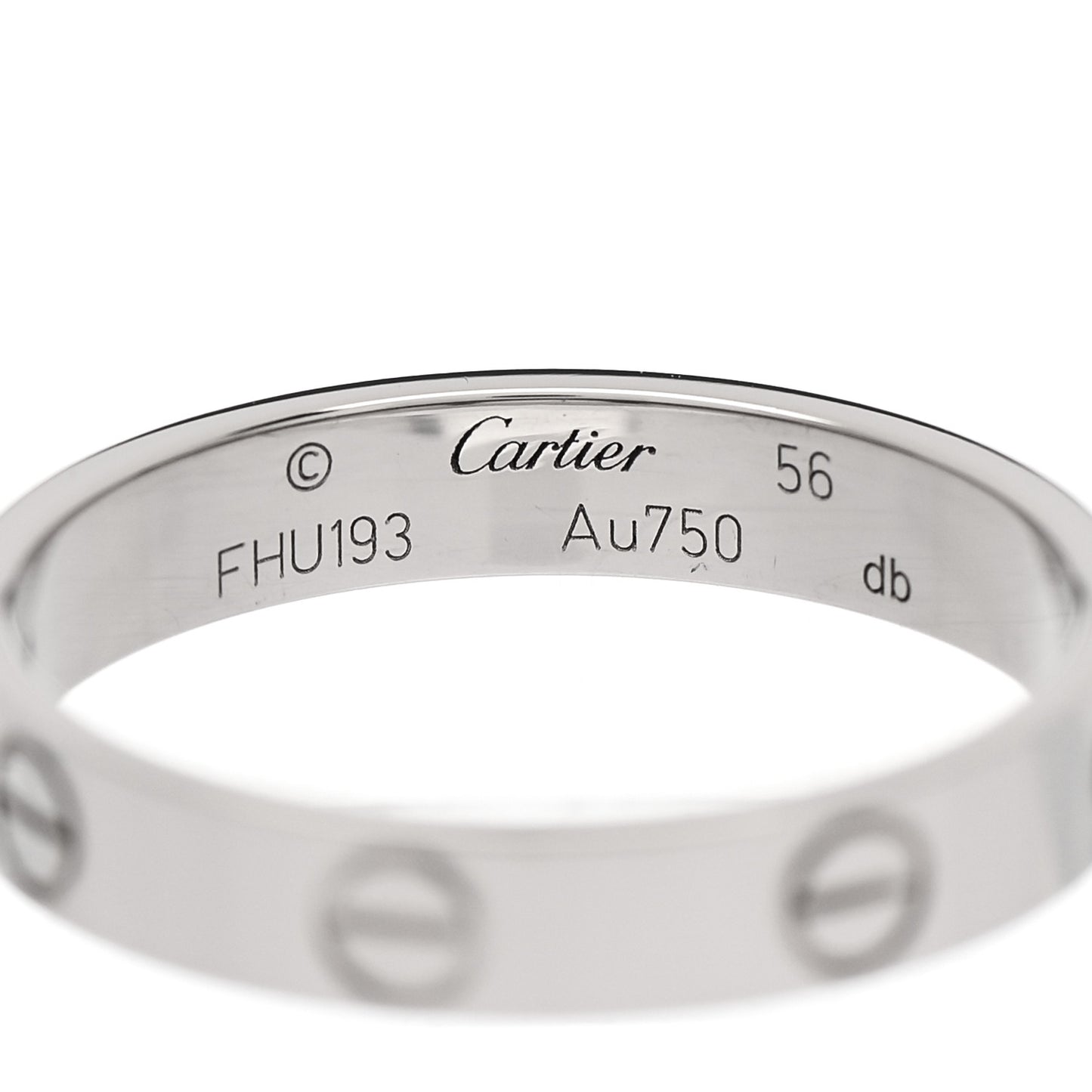 18K White Gold 3.5mm LOVE Wedding Band Ring 56 7.75