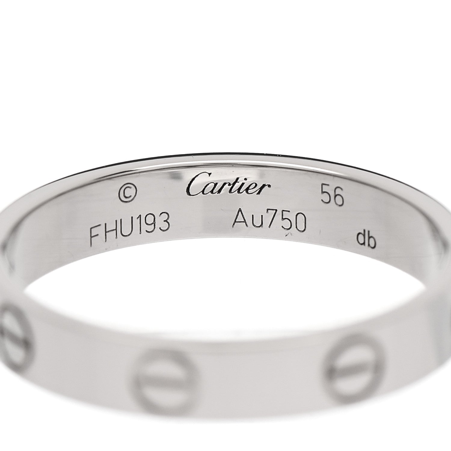 Cartier 18K White Gold 3.5mm LOVE Wedding Band Ring 56 7.75 4 of 4