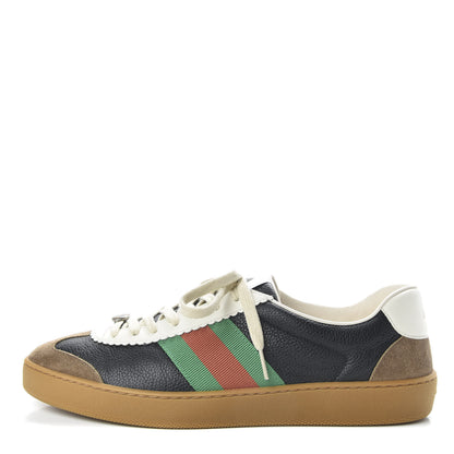 Gucci Calfskin Suede Web Mens G74 Sneakers 11 Ardesia Black New Mystic White 1 of 11