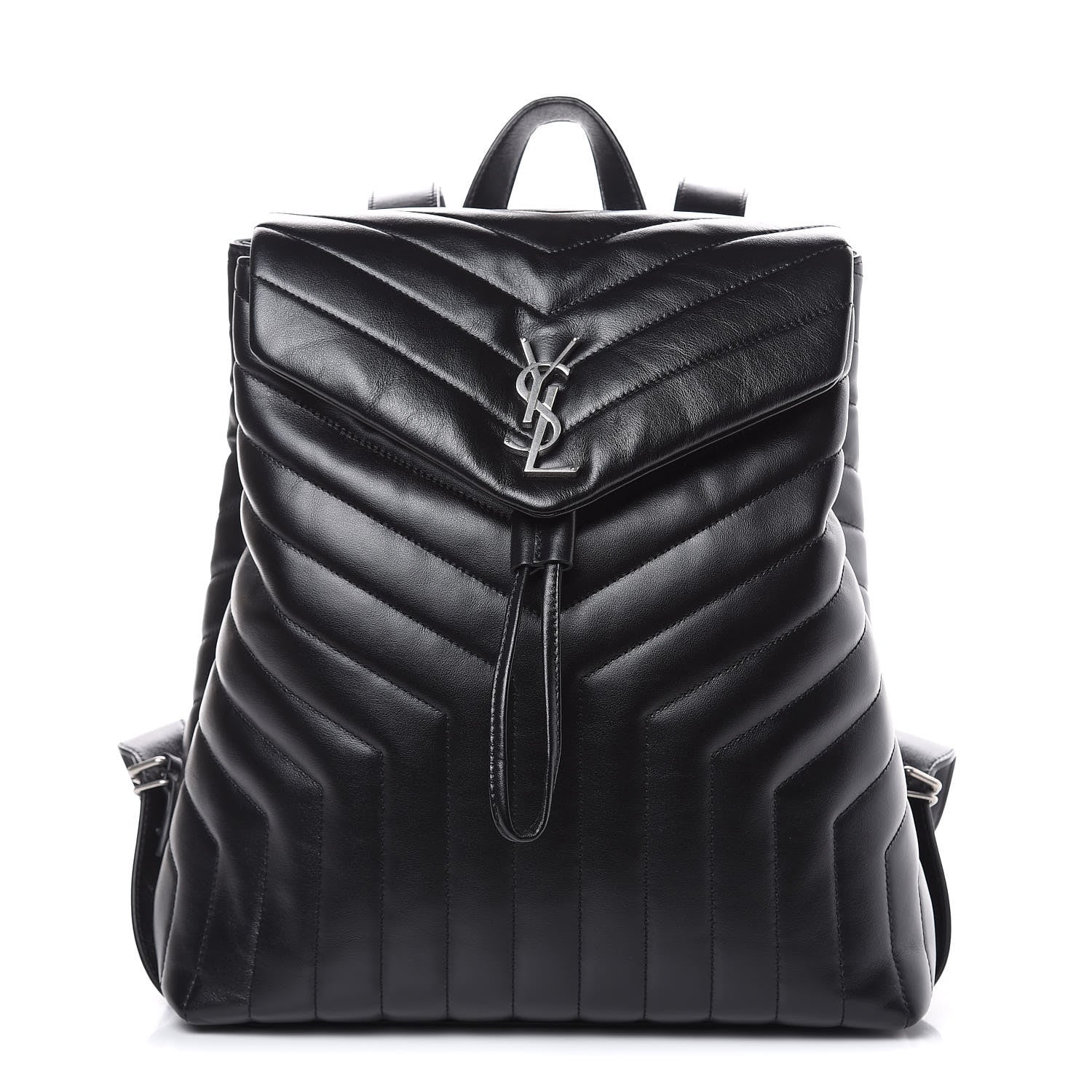 Saint Laurent Calfskin Y Quilted Monogram Medium Loulou Backpack Black 1 of 10