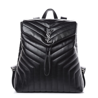 Saint Laurent Calfskin Y Quilted Monogram Medium Loulou Backpack Black 1 of 10