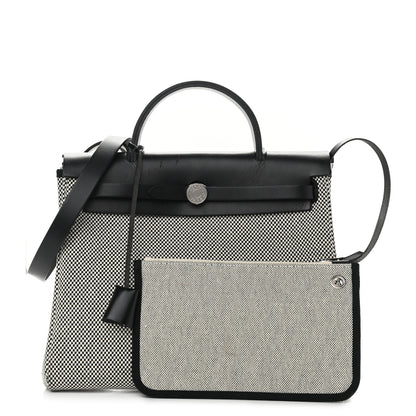 Hermes Vache Hunter Criss Viking Herbag Zip Retourne 31 PM Ecru Black 3 of 10