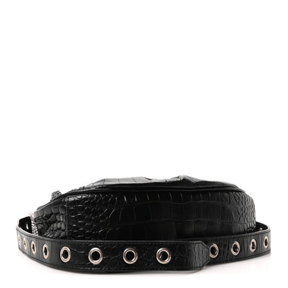 Balenciaga Extra Supple Calfskin Crystal Crocodile Embossed Le Cagole Shoulder Bag XS Black 5 of 11