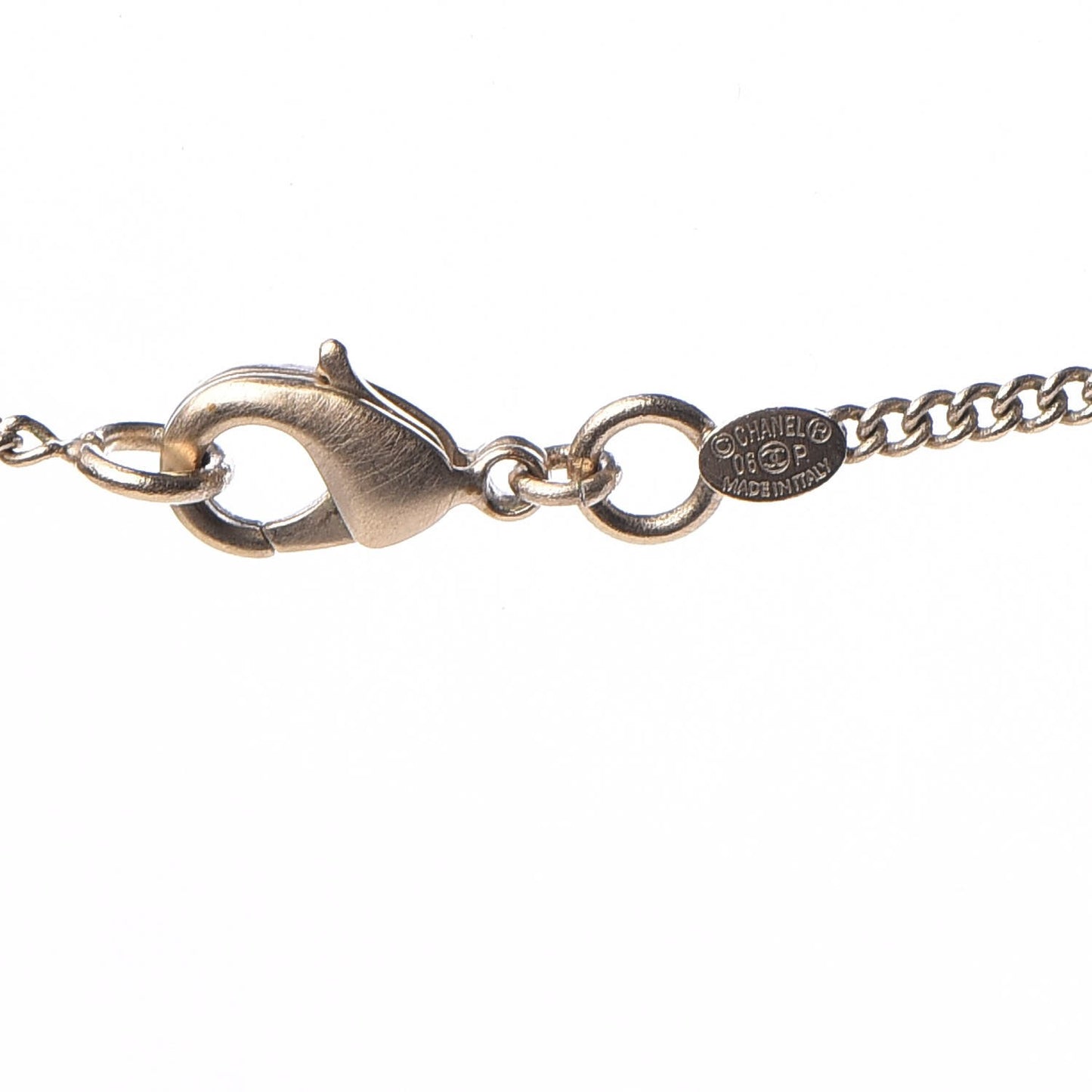 Pearl Twisted CC Drop Necklace Gold