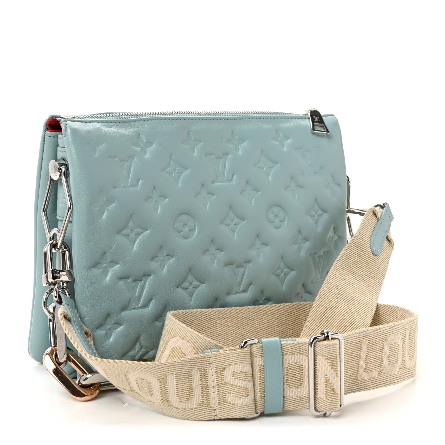 Louis Vuitton Lambskin Embossed Monogram Coussin PM Bleu 3 of 9