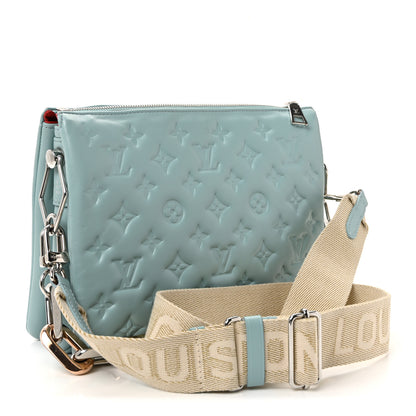 Louis Vuitton Lambskin Embossed Monogram Coussin PM Bleu 3 of 9