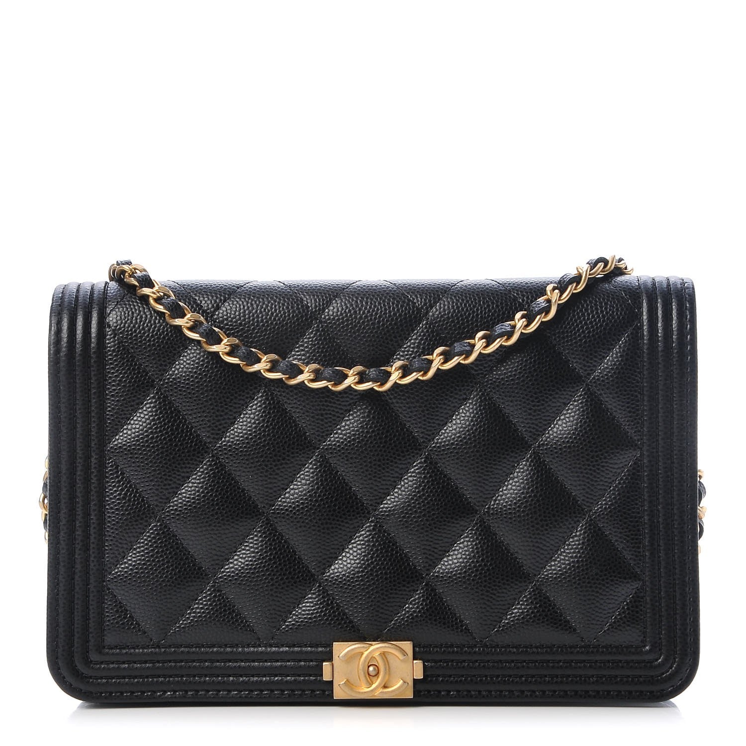 Chanel Caviar Quilted Boy Wallet On Chain WOC Black 1 of 9
