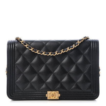 Chanel Caviar Quilted Boy Wallet On Chain WOC Black 1 of 9