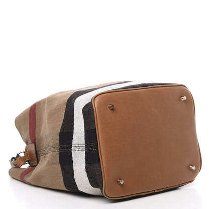 Burberry Canvas Mega Check Medium Ashby Hobo Saddle Brown 5 of 13
