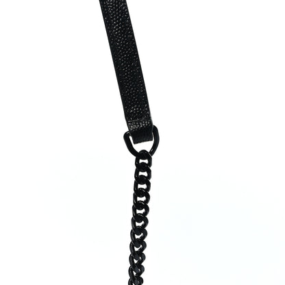 Saint Laurent Grain De Poudre Matelasse Chevron Monogram Monochrome Envelope Chain Wallet Black 9 of 11