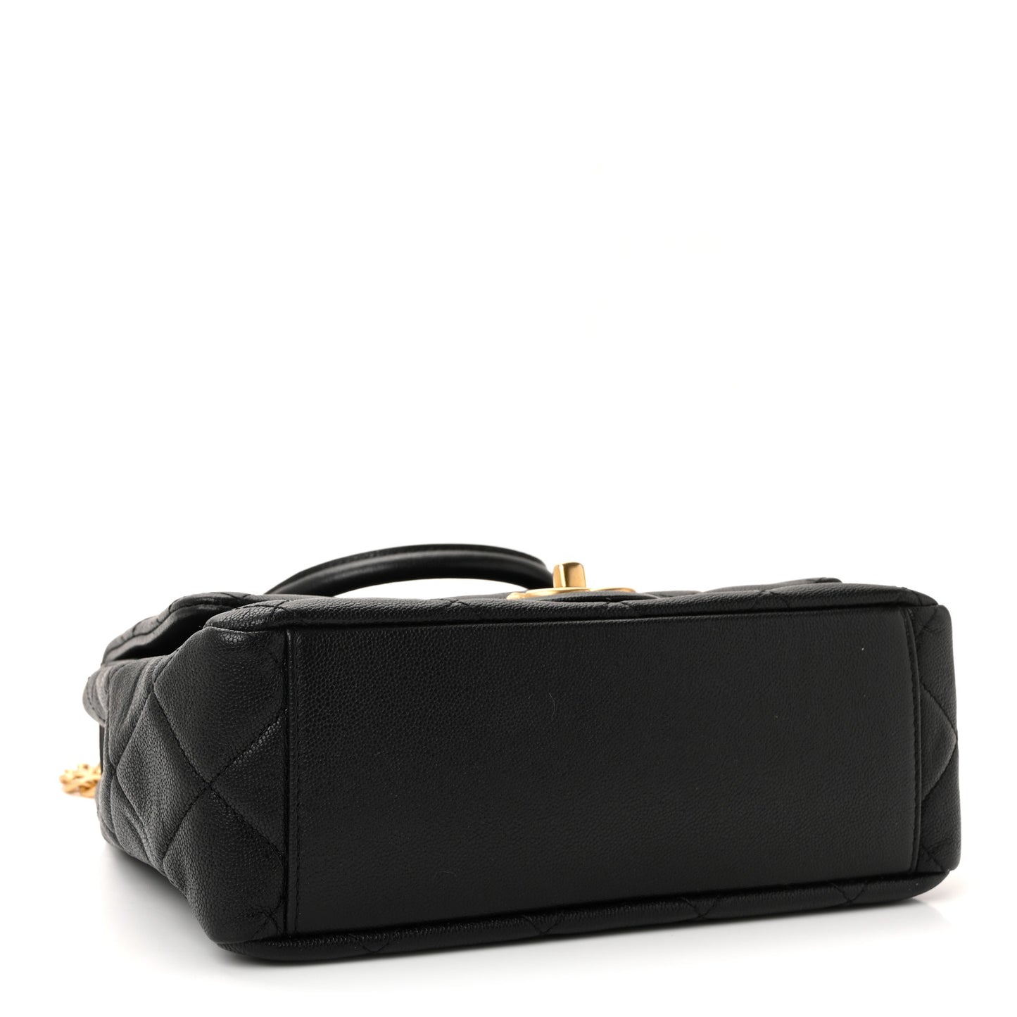 Caviar Quilted Small Top Handle Flap Black
