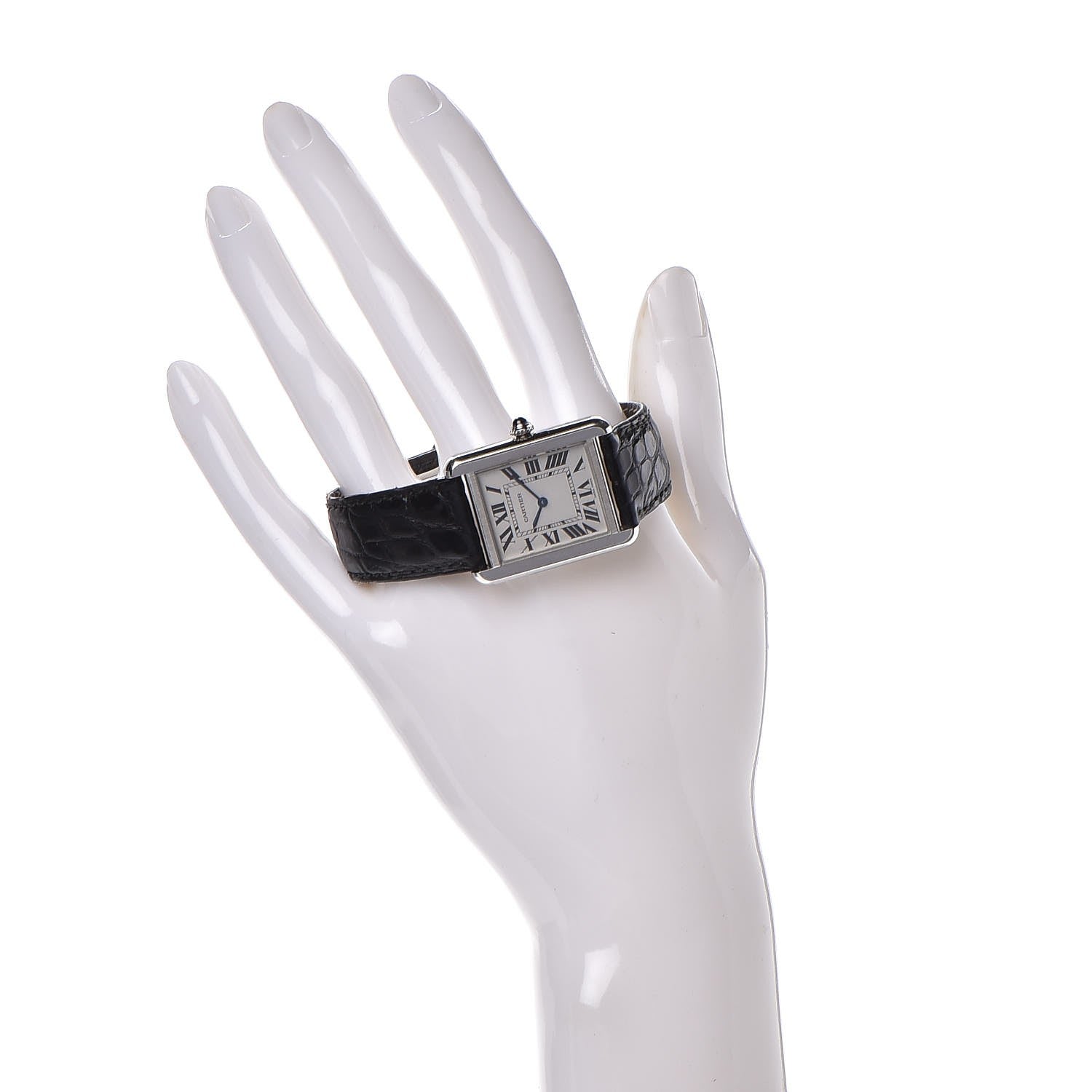 Cartier Stainless Steel Alligator 24mm Tank Solo Quartz Watch 2 of 11