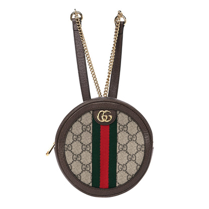 Gucci GG Supreme Monogram Web Mini Ophidia Round Backpack Brown 1 of 11