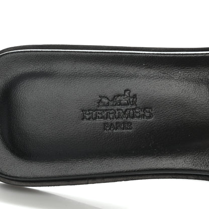 Hermes Cotton Canvas Printed Les Cles Bandana Oran Sandals 37 Black 7 of 9