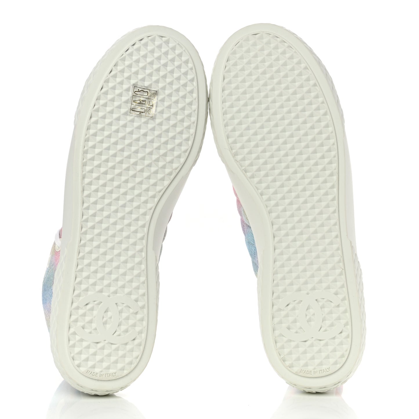 Printed Fabric Quilted High Top Sneakers 41 Green Pink Blue