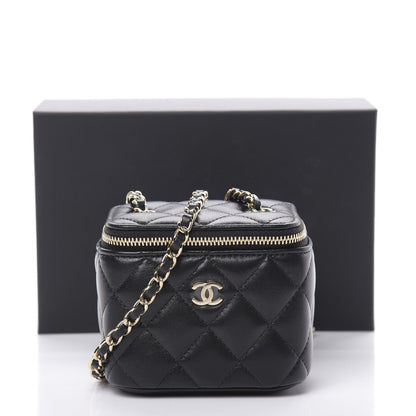 Chanel Lambskin Quilted Mini Vanity Case With Chain Black 11 of 11