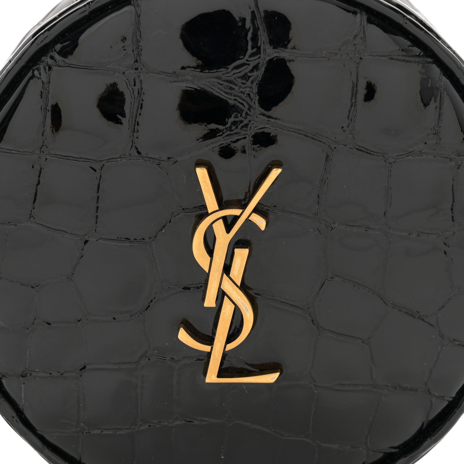 Saint Laurent Patent Crocodile Embossed Round Belt Bag Black 8 of 10
