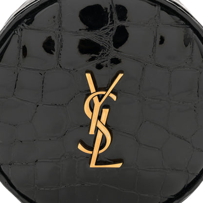Saint Laurent Patent Crocodile Embossed Round Belt Bag Black 8 of 10