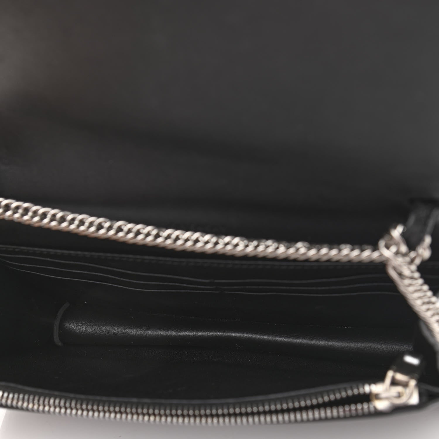 Givenchy Metallic Lambskin Logo Chain Wallet Silver 5 of 10