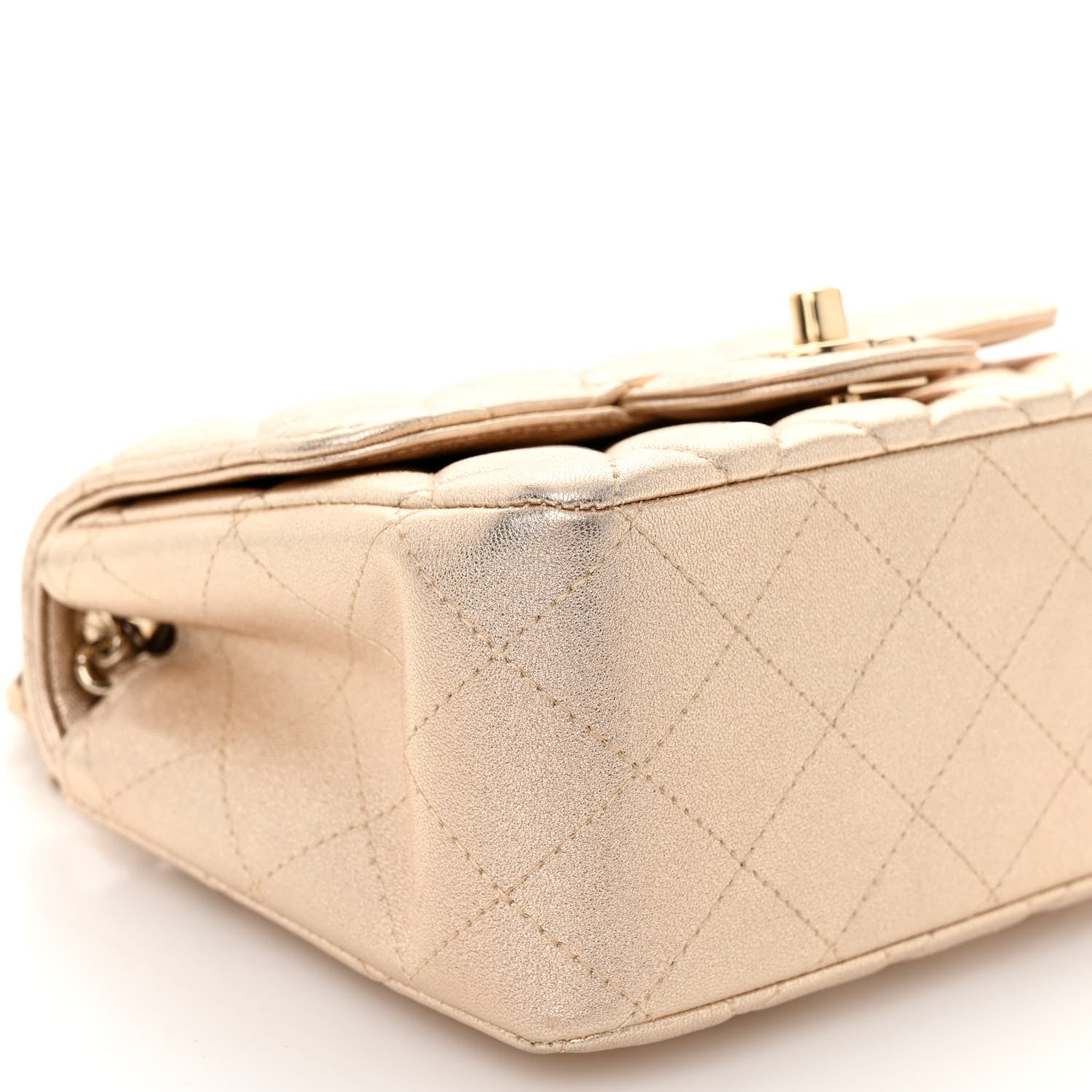 Chanel Metallic Lambskin Quilted Mini Square Flap Gold 9 of 10