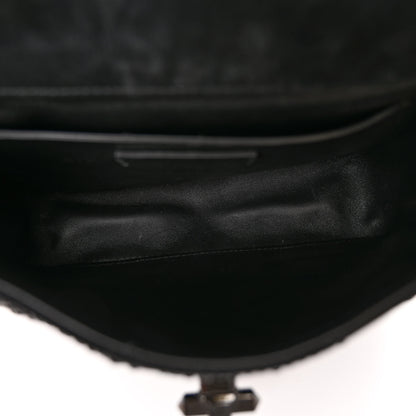 Valentino Garavani Crystal Suede Lacquer Monochrome Medium Roman Stud Shoulder Bag Black 5 of 10