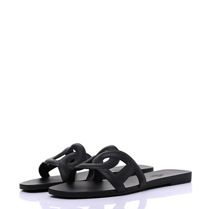 Hermes Rubber Aloha Sandals 39 Black 3 of 10
