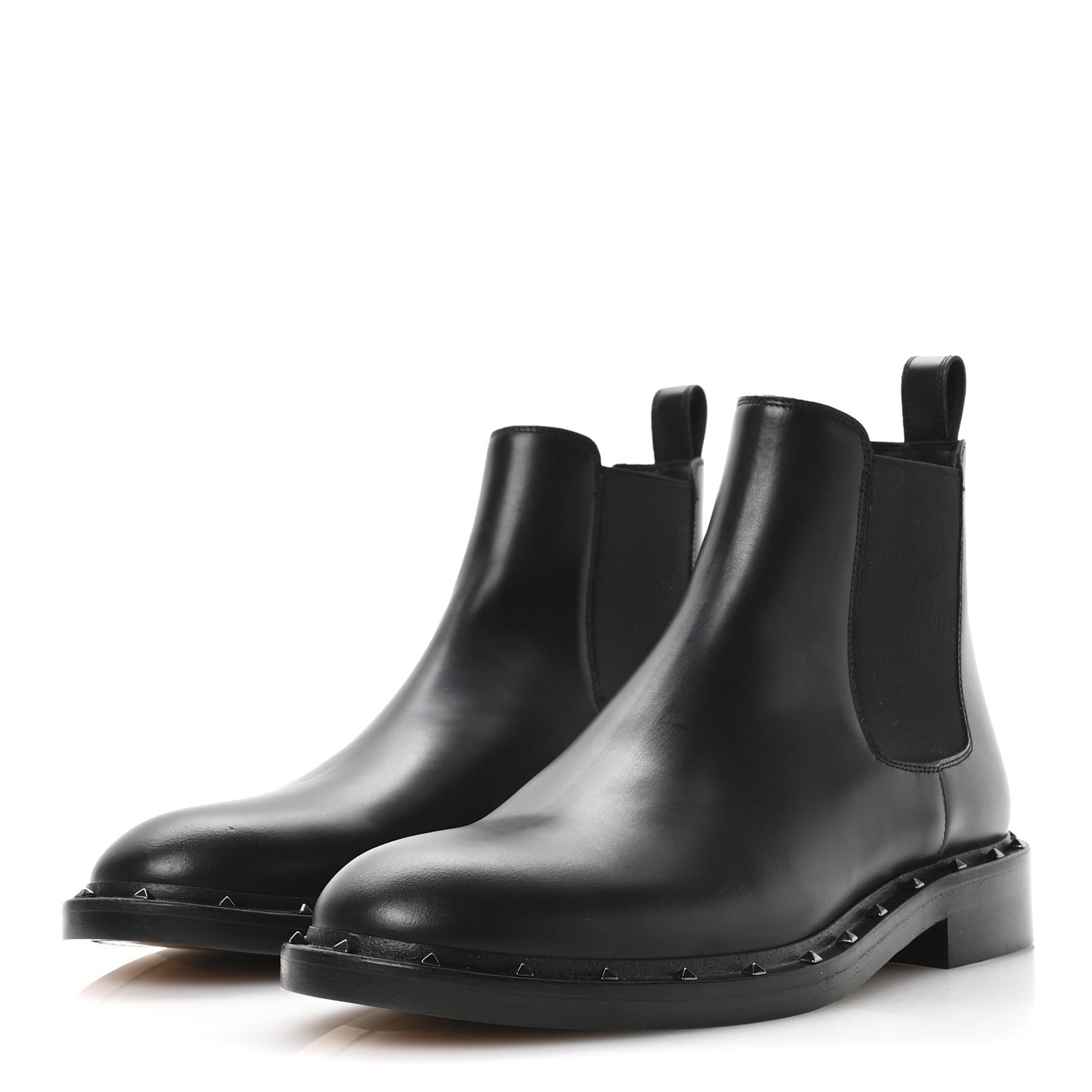 Valentino Garavani Calfskin Soul Rockstud Beatle Chelsea Ankle Boots 41 Black 7 of 18