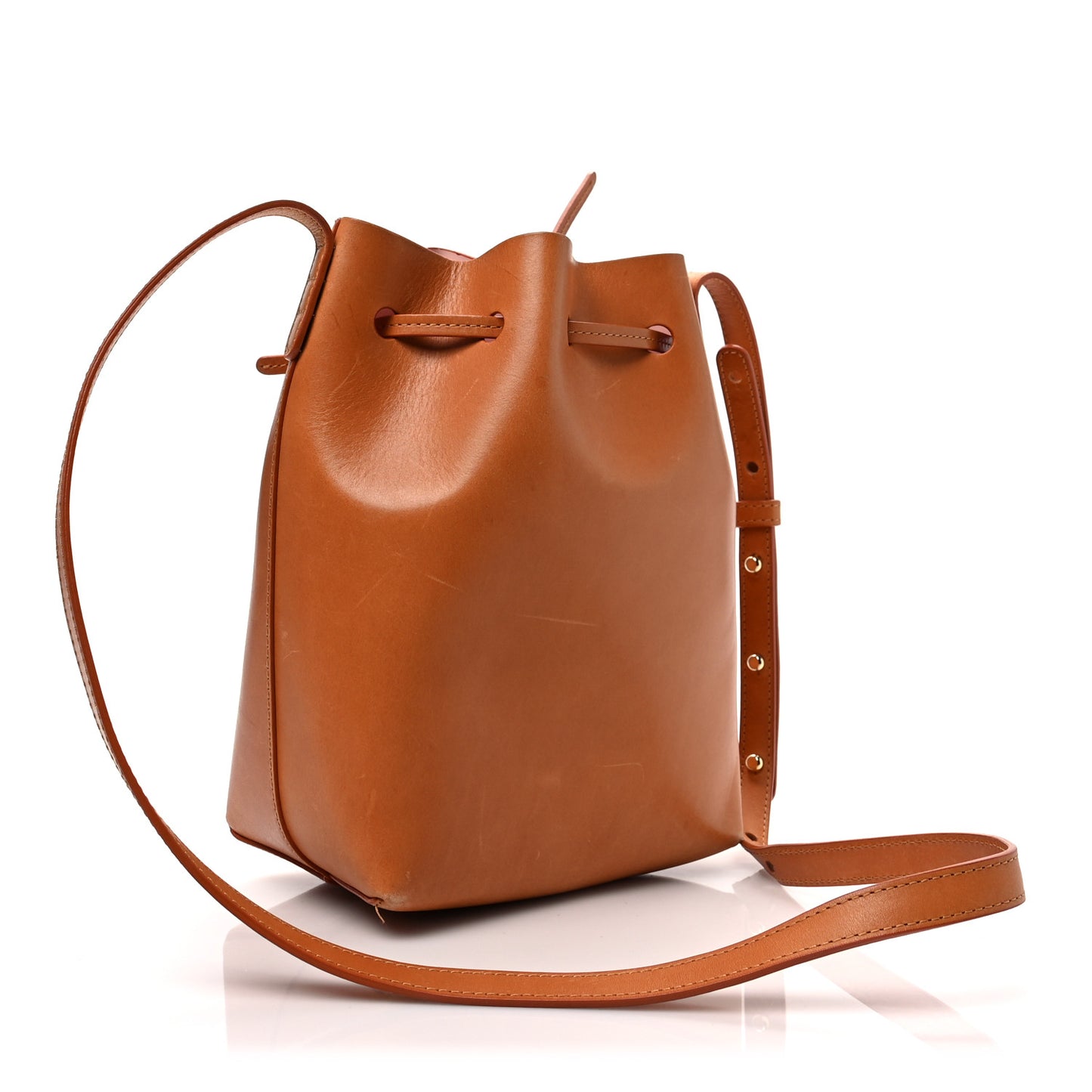 Calfskin Mini Bucket Bag Cammello Rosa