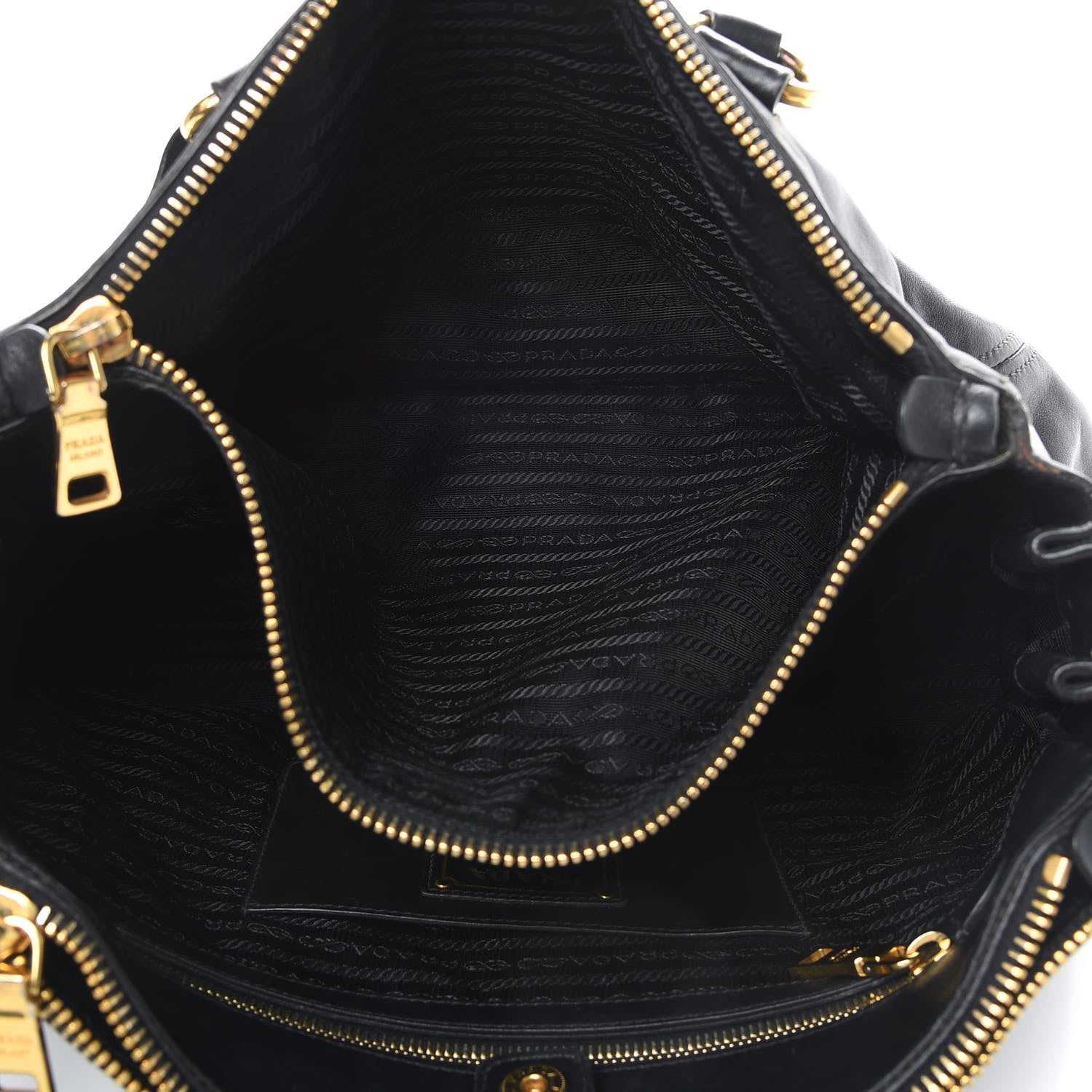 Prada Soft Calfskin Double Zip Shoulder Bag Black 5 of 19