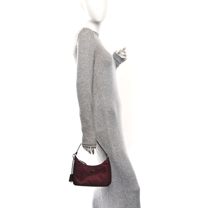 Prada Tessuto Nylon Saffiano Mini Re-Edition 2005 Bag Bordeaux 2 of 9