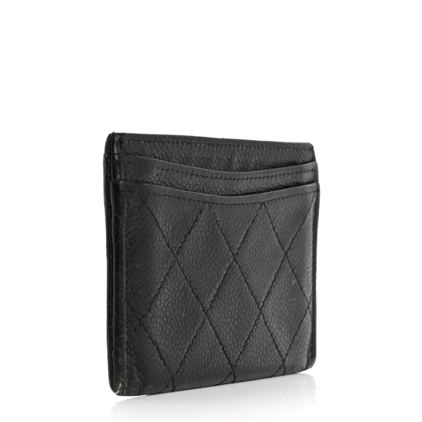 Caviar Quilted Card Holder Black