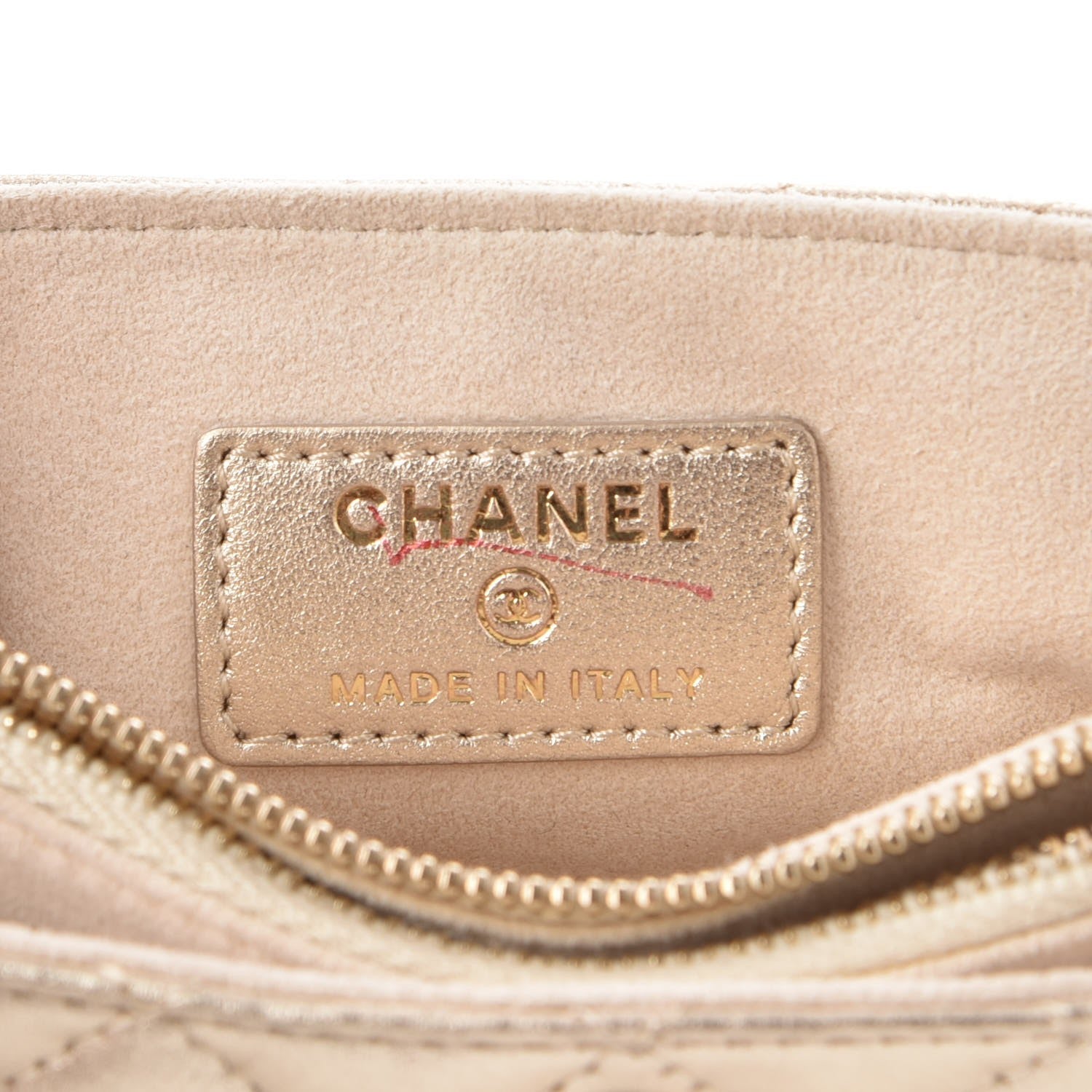 Chanel Metallic Calfskin Quilted Mini Phone Holder Clutch Light Gold 6 of 7