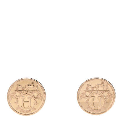 Hermes 18K Rose Gold TPM Ex-Libris Stud Earrings 1 of 5