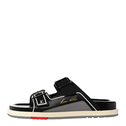 Louis Vuitton Mix Materials Mens LV Script Trainer Mules 8 Black Multicolor 1 of 9