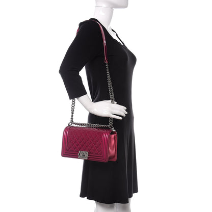 Chanel Metallic Patent Calfskin Quilted Medium Boy Flap Pink 2 of 13