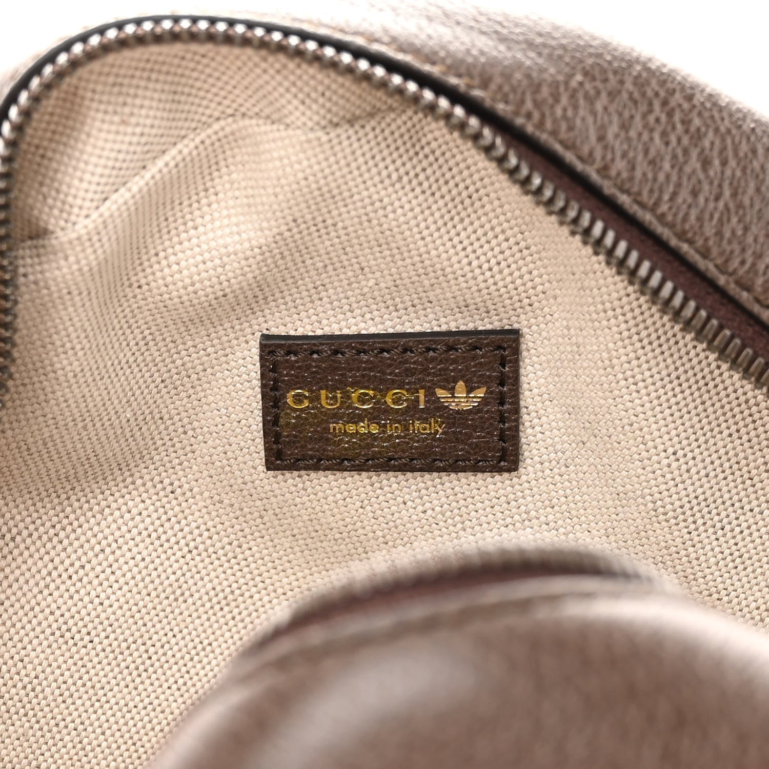 Gucci X ADIDAS Crystal Vintage Monogram Textured Dollar Calfskin Web Trefoil Small Ophidia Round Shoulder Bag Mid Natural Nut Off White New Acero 6 of 13
