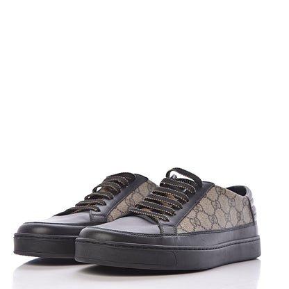 Gucci GG Supreme Monogram Mens Low Top Sneakers 8 Black Beige Ebony 3 of 9