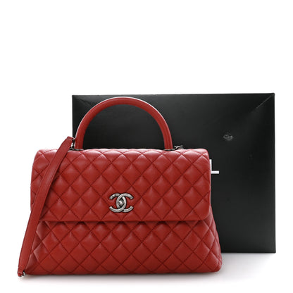 Chanel Caviar Quilted Medium Coco Handle Flap Red 11 of 11