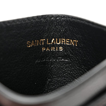 Saint Laurent Grain De Poudre Matelasse Chevron Monogram Credit Card Case Black 6 of 7