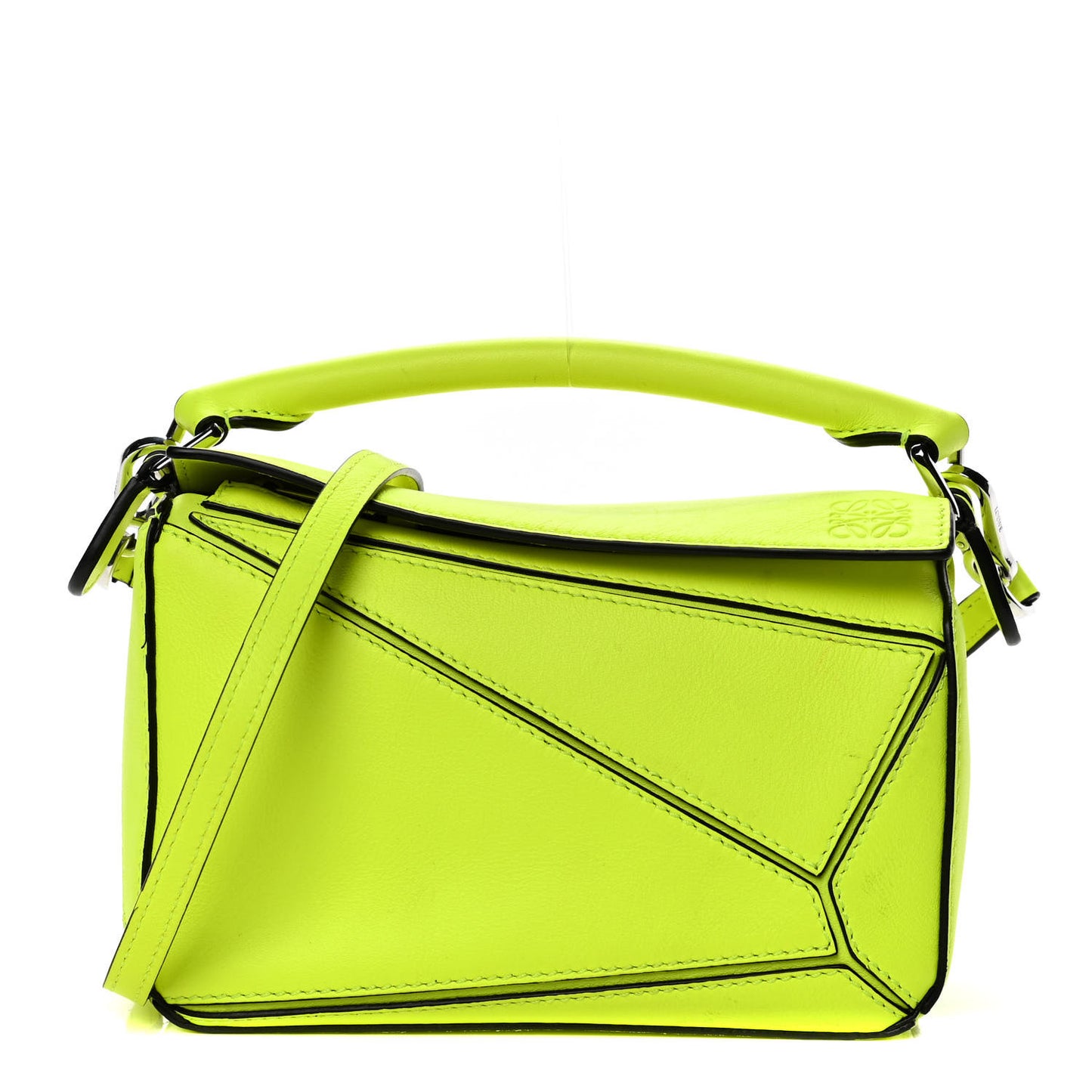 Calfskin Mini Puzzle Bag Neon Yellow