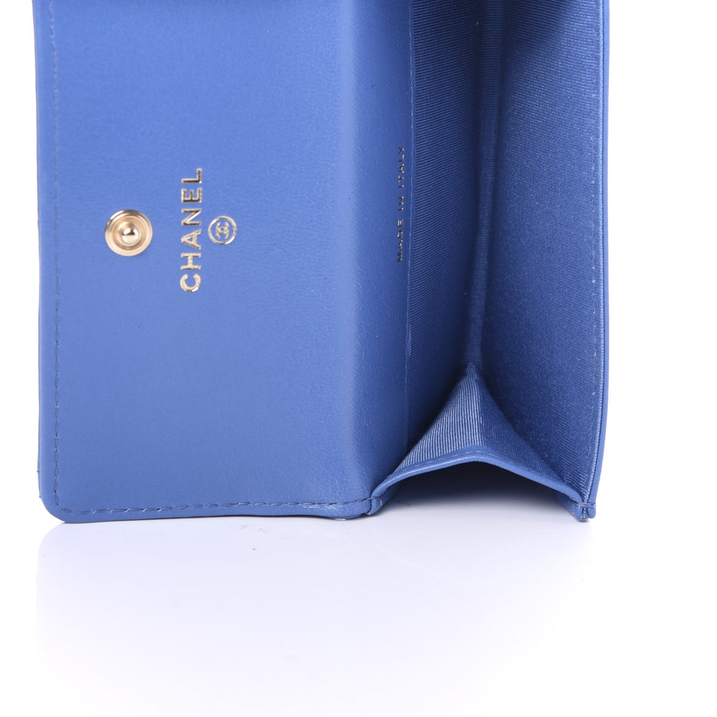 Lambskin Quilted 19 Flap Card Holder Light Blue