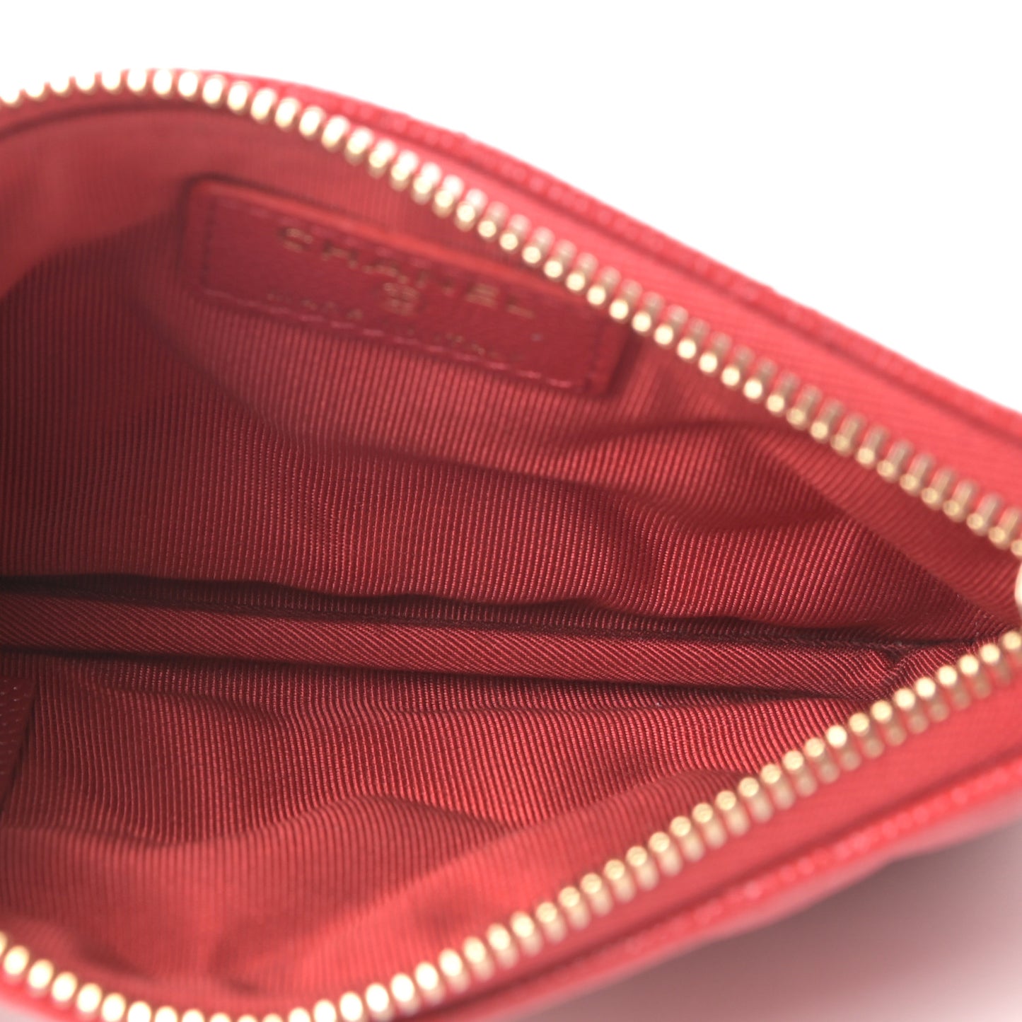 Caviar Quilted Small Cosmetic Case Red