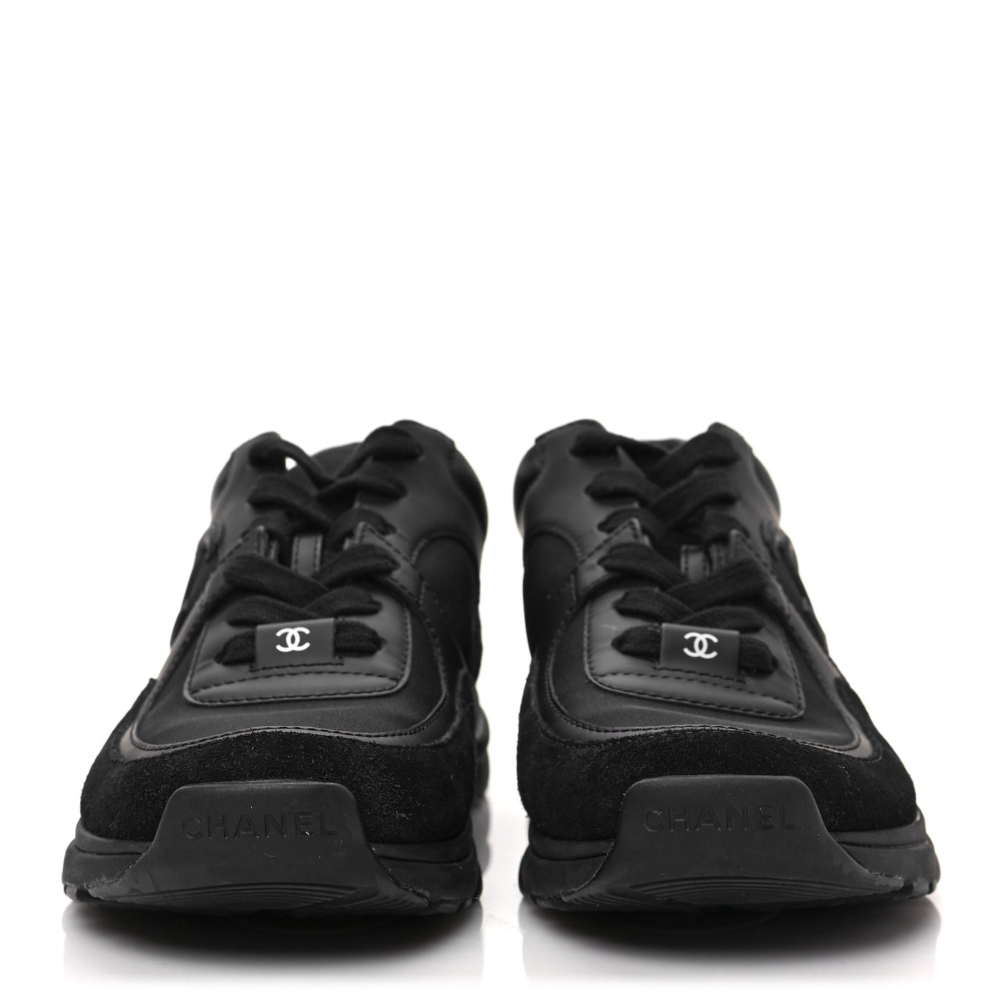 Fabric Calfskin Suede CC Sneakers 36.5 Black